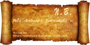 Nádudvari Barnabás névjegykártya